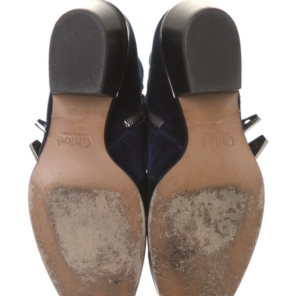 Chloe Susanna Studded Booties in Navy Velvet - Picture 4 of 6